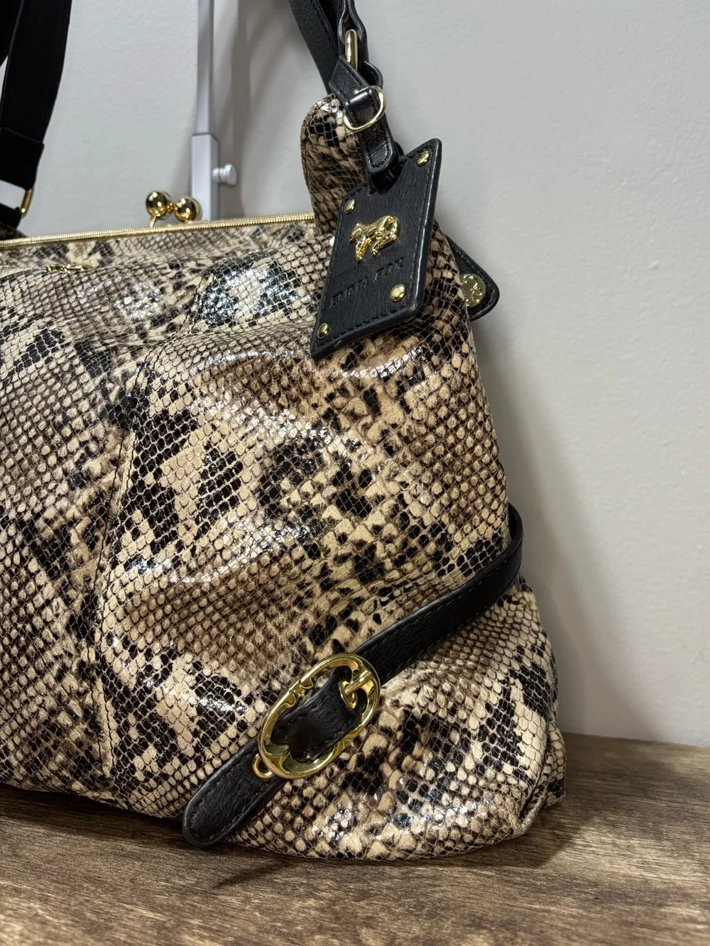 Emma Fox Snakeskin Kisslock Hobo Bag